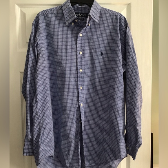 Ralph Lauren Other - Ralph Lauren men’s Button Down Dress Custom Fit Shirt Blue Checked 16 Polo 34/35